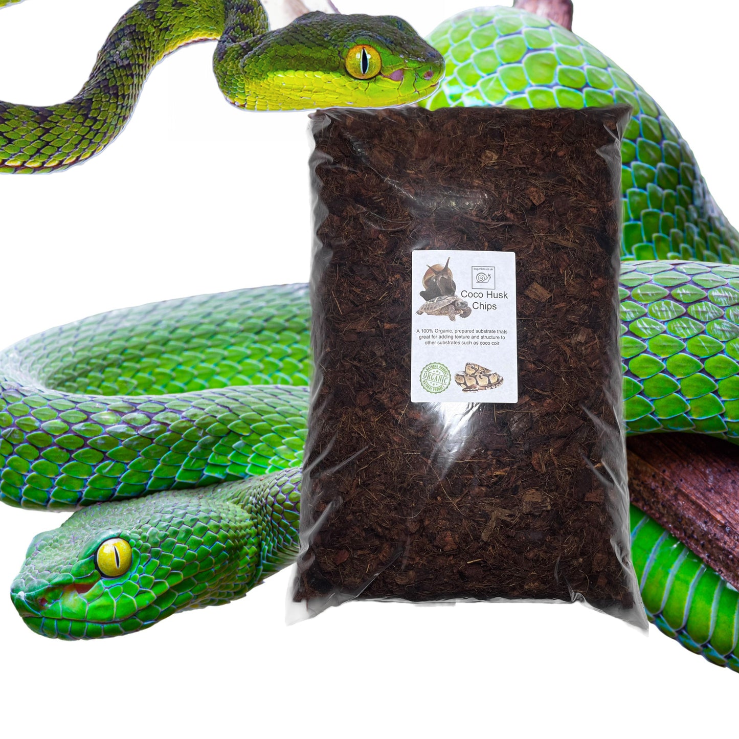 Coco Coir Husk & Chip, Prepared & Ready to Use, Snails, Snakes, Tortoises