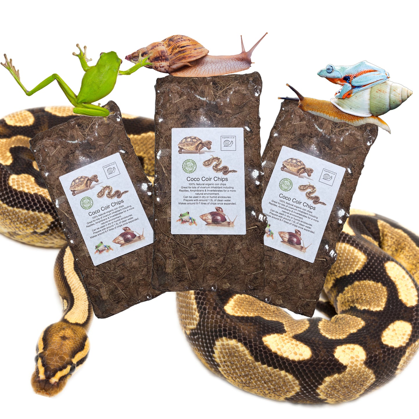 Ball Python Substrate, Organic Coco Husk Blocks
