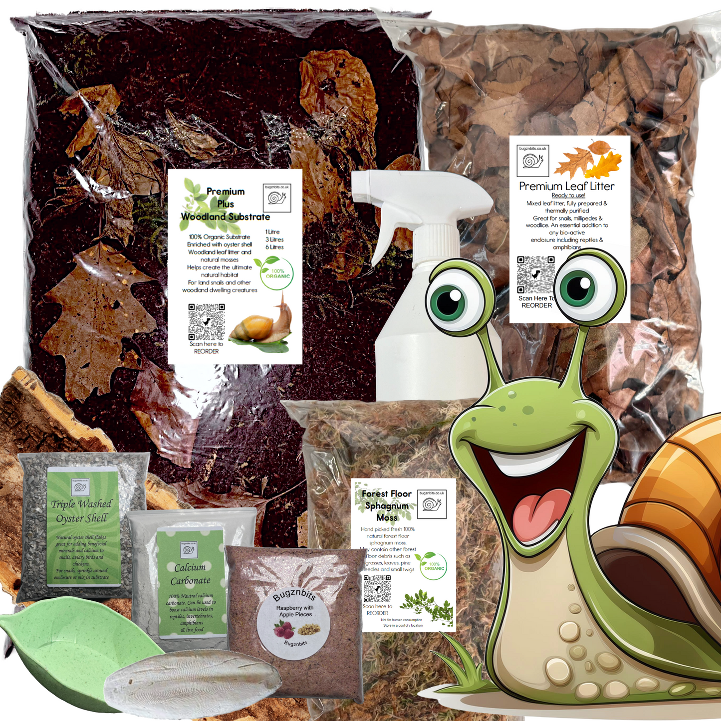 Woodland Substrate, Land Snail Set-Up Pack 10 Item Pack